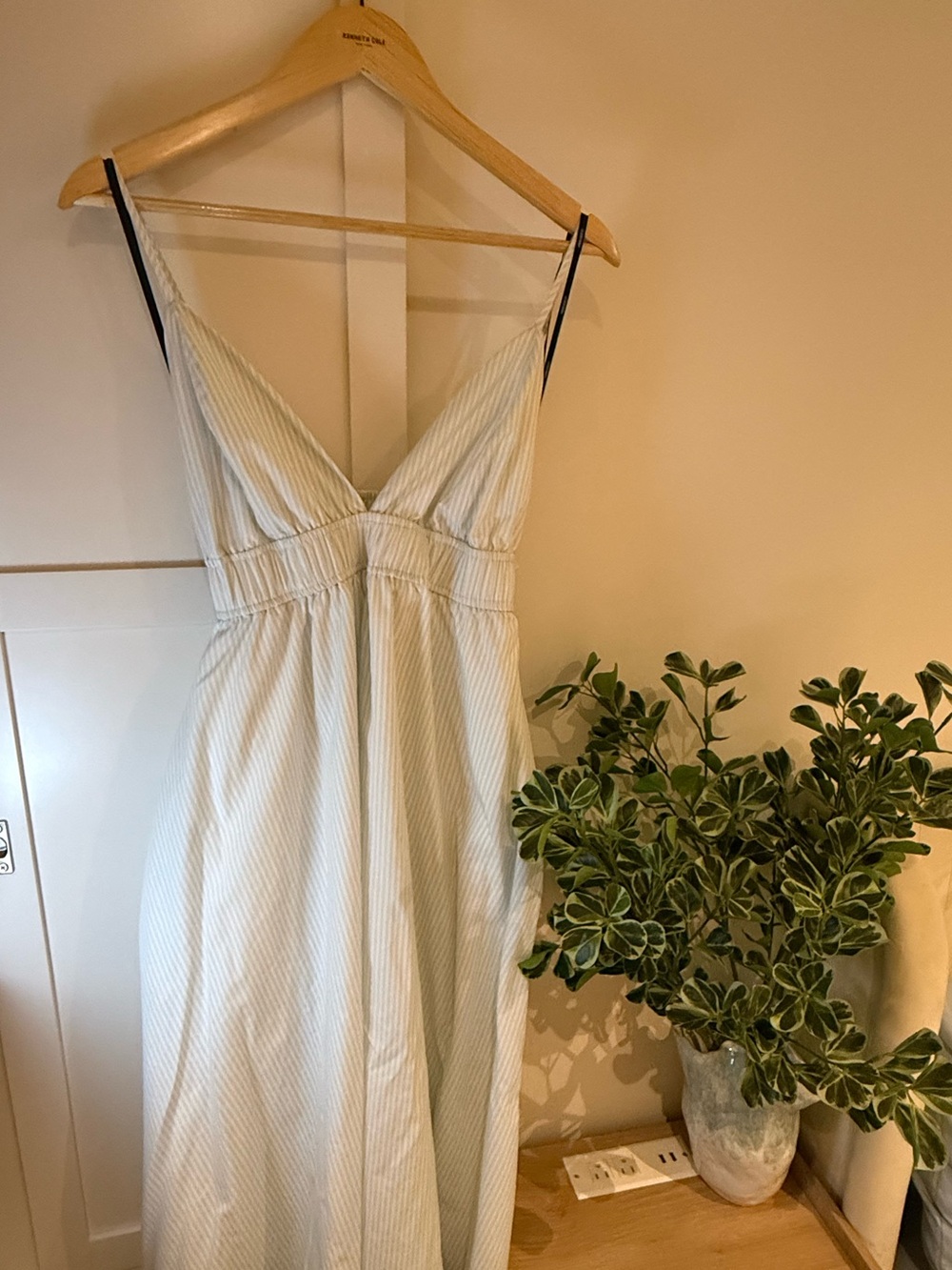 Forever 21 Light Blue and White Striped Spaghetti Strap Sundress